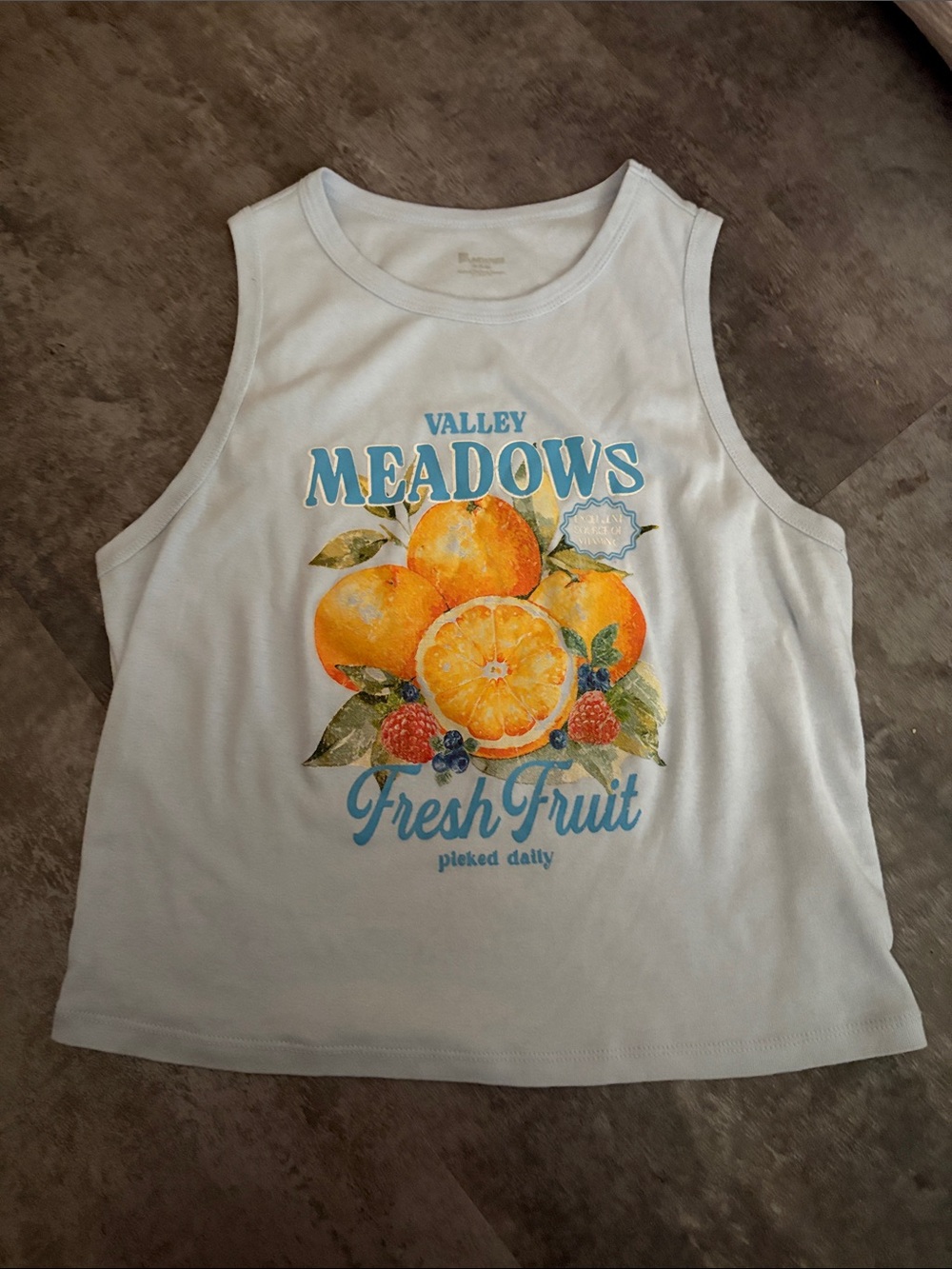 No Boundaries White Tank Top with Orange Fruit Graphic